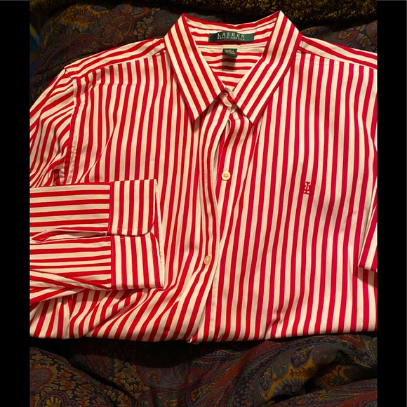 Lauren Ralph Lauren Tops - LAUREN Ralph Lauren LIKE NEW Button Up Logo Top L